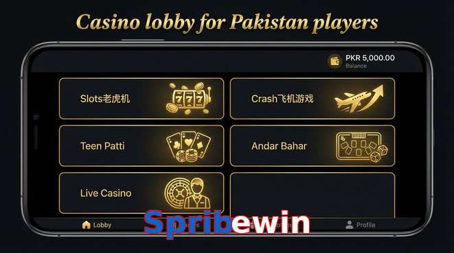 Lobby view of Spribewin for Pakistan users